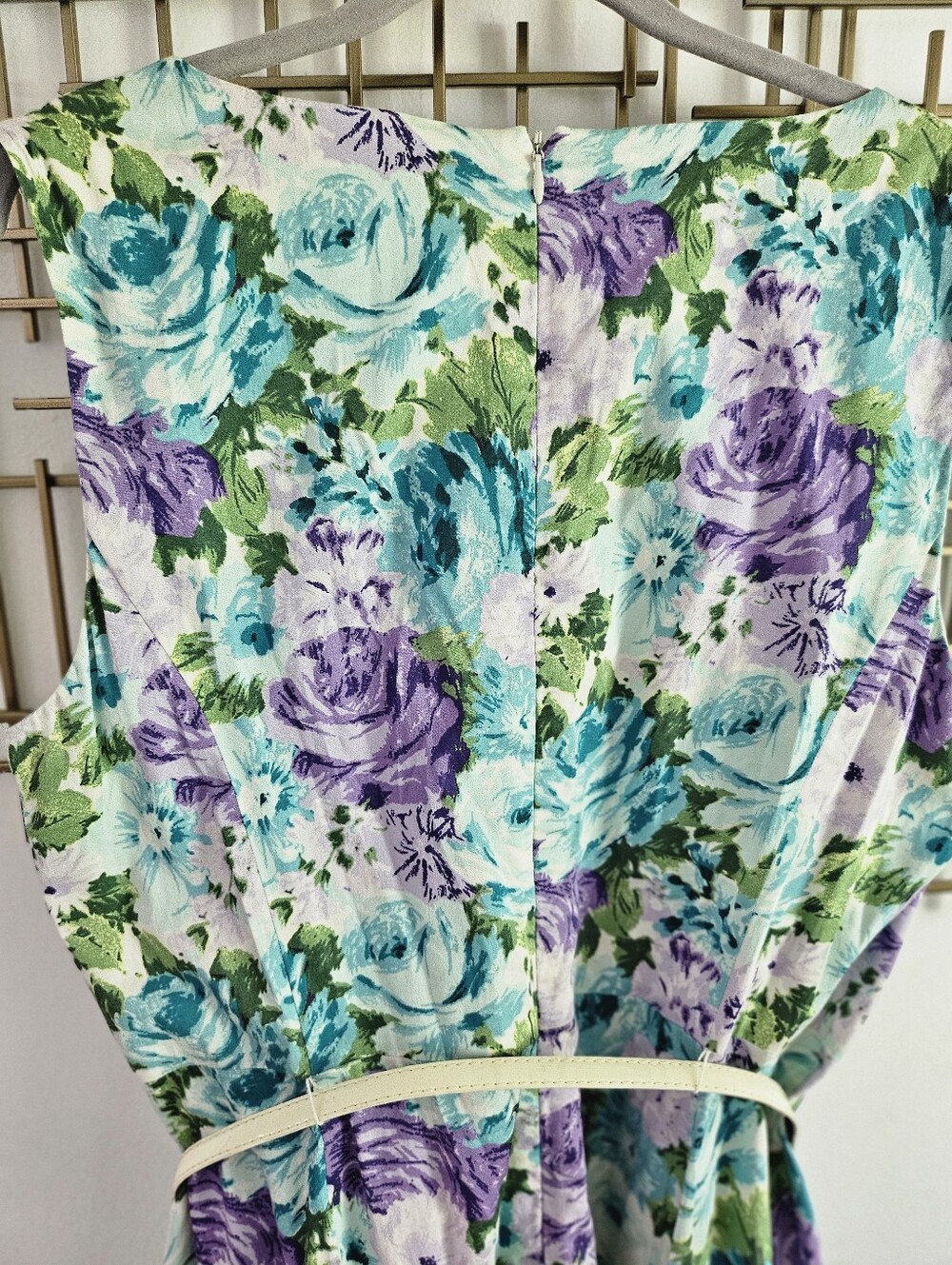 16- Talbots-  Floral Midi Dress in Purple, Teal & Green - Picture 8 of 8